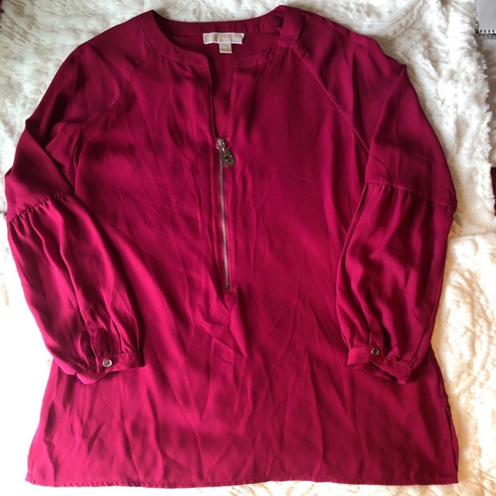 MICHAEL Michael Kors Deep Berry Zip-Front Tunic